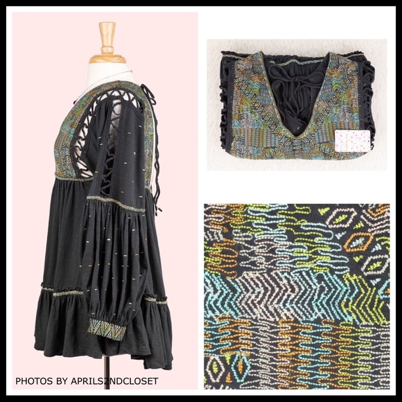 FREE PEOPLE BOHO FLOWY TUNIC MINI DRESS A3C - Picture 5 of 16